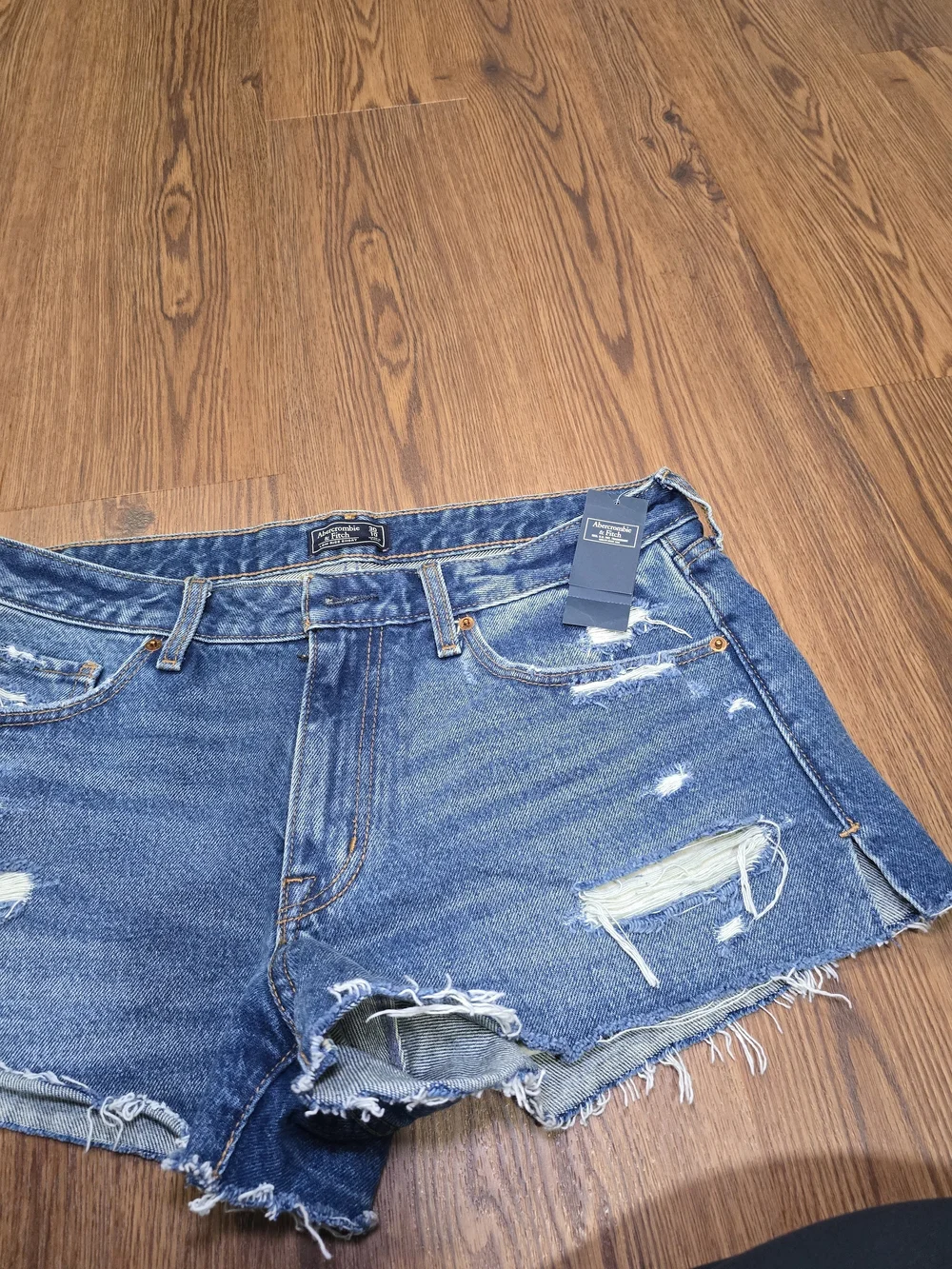 Abercrombie & Fitch Blue Distressed Denim Short Shorts